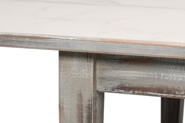 Sarreid Vince Dining Table - Elegant Grey Oak Base With Calacatta Porcelain Top & Stylish Beechwood Legs Grey  U223-as06