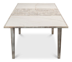 Sarreid Vince Dining Table - Elegant Grey Oak Base With Calacatta Porcelain Top & Stylish Beechwood Legs Grey  U223-as06