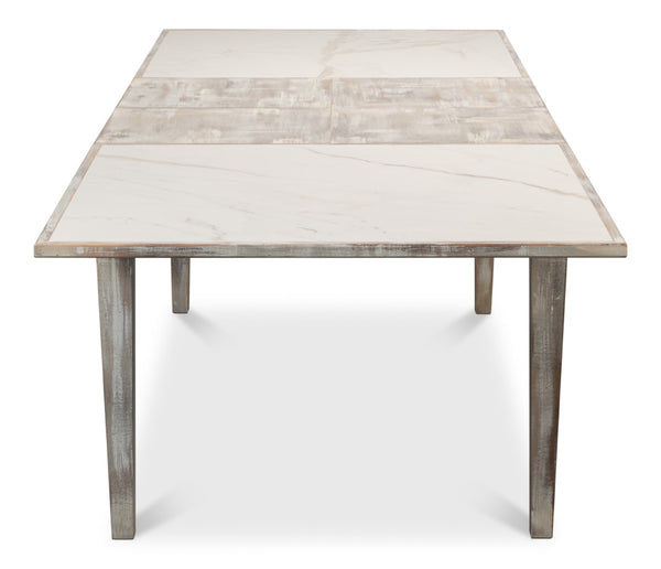 Sarreid Vince Dining Table - Elegant Grey Oak Base With Calacatta Porcelain Top & Stylish Beechwood Legs Grey  U223-as06