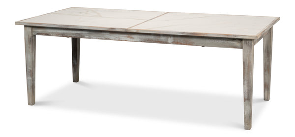 Sarreid Vince Dining Table - Elegant Grey Oak Base With Calacatta Porcelain Top & Stylish Beechwood Legs Grey  U223-as06