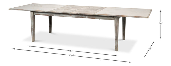 Sarreid Vince Dining Table - Elegant Grey Oak Base With Calacatta Porcelain Top & Stylish Beechwood Legs Grey  U223-as06
