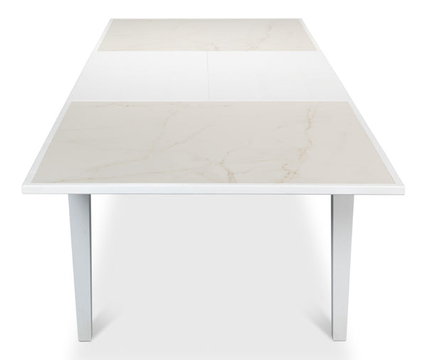 Sarreid Elton Butterfly Dining Table - Elegant White Porcelain Top With Beechwood Legs For Modern Homes White  U223-as08