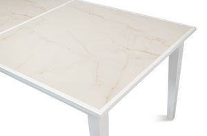Sarreid Elton Butterfly Dining Table - Elegant White Porcelain Top With Beechwood Legs For Modern Homes White  U223-as08