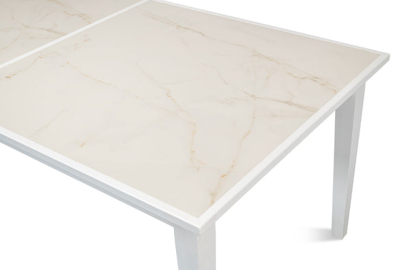 Sarreid Elton Butterfly Dining Table - Elegant White Porcelain Top With Beechwood Legs For Modern Homes White  U223-as08