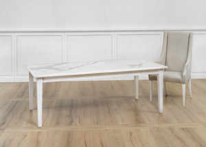 Sarreid Elton Butterfly Dining Table - Elegant White Porcelain Top With Beechwood Legs For Modern Homes White  U223-as08
