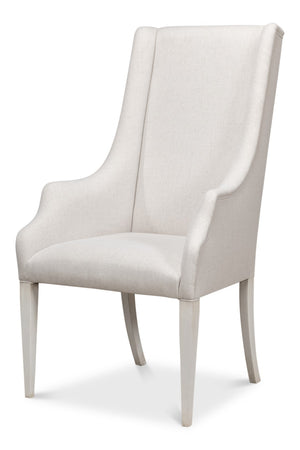 Sarreid Captains Chair - Elegant Cortina Design In White Finish With Luxurious Cream Fabric Upholstery White  U226-08as