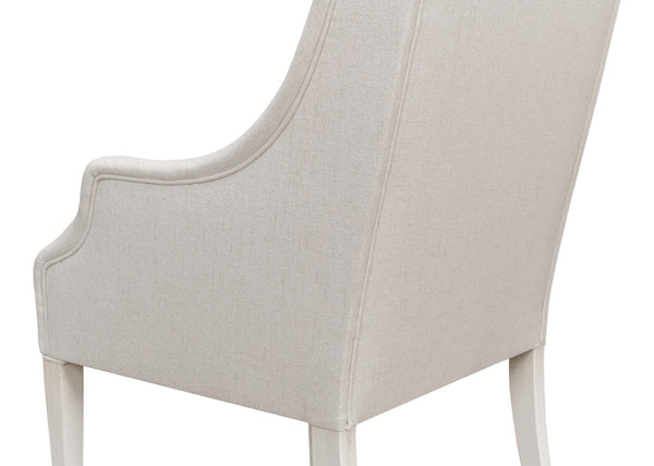Sarreid Captains Chair - Elegant Cortina Design In White Finish With Luxurious Cream Fabric Upholstery White  U226-08as