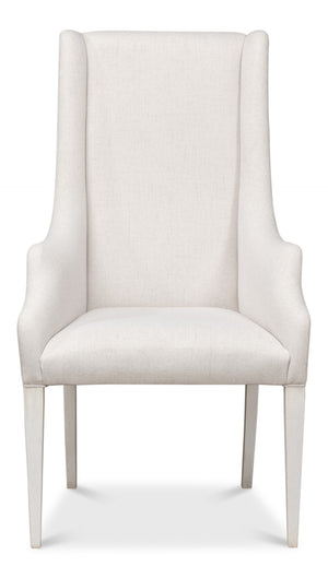 Sarreid Captains Chair - Elegant Cortina Design In White Finish With Luxurious Cream Fabric Upholstery White  U226-08as
