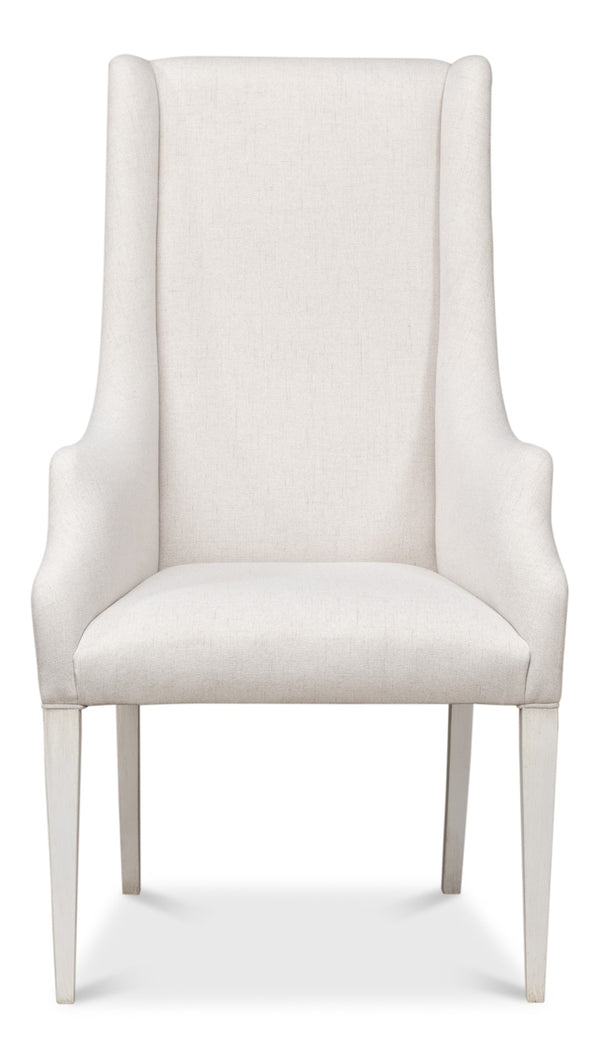 Sarreid Captains Chair - Elegant Cortina Design In White Finish With Luxurious Cream Fabric Upholstery White  U226-08as