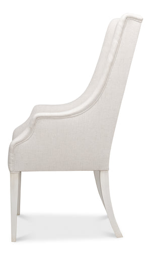 Sarreid Captains Chair - Elegant Cortina Design In White Finish With Luxurious Cream Fabric Upholstery White  U226-08as