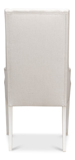 Sarreid Captains Chair - Elegant Cortina Design In White Finish With Luxurious Cream Fabric Upholstery White  U226-08as