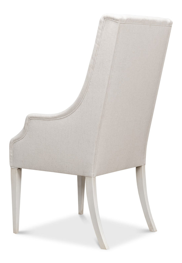 Sarreid Captains Chair - Elegant Cortina Design In White Finish With Luxurious Cream Fabric Upholstery White  U226-08as