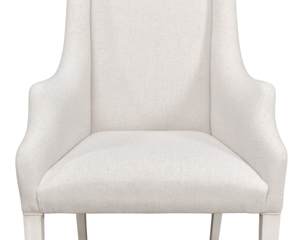Sarreid Captains Chair - Elegant Cortina Design In White Finish With Luxurious Cream Fabric Upholstery White  U226-08as