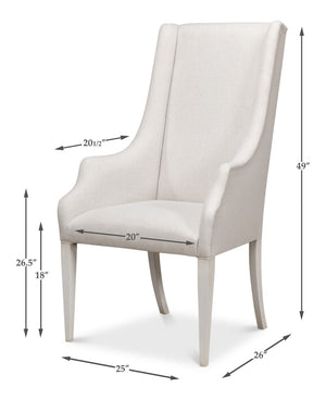 Sarreid Captains Chair - Elegant Cortina Design In White Finish With Luxurious Cream Fabric Upholstery White  U226-08as
