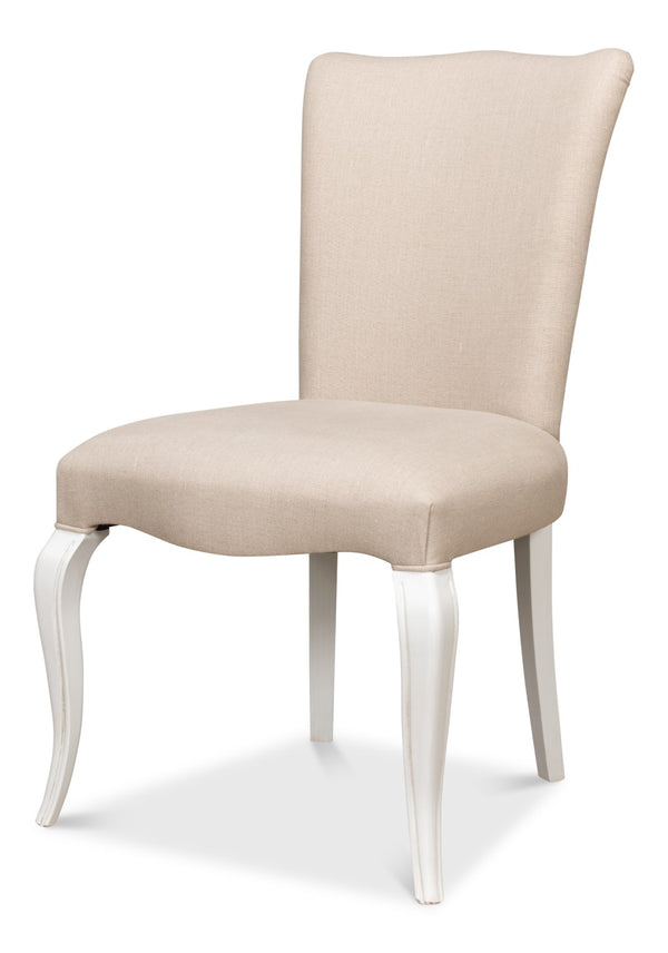 Sarreid Sidechair Cortina White With Linen Flax Upholstery - Elegant Beechwood Frame For Modern Interiors White  U230-08f01