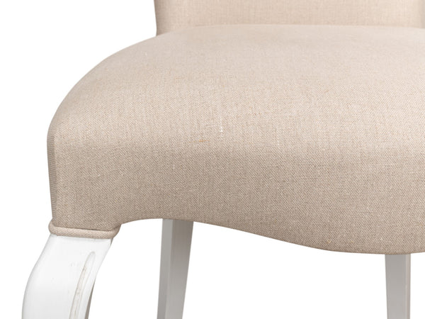 Sarreid Sidechair Cortina White With Linen Flax Upholstery - Elegant Beechwood Frame For Modern Interiors White  U230-08f01