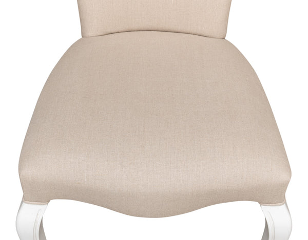 Sarreid Sidechair Cortina White With Linen Flax Upholstery - Elegant Beechwood Frame For Modern Interiors White  U230-08f01