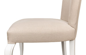 Sarreid Sidechair Cortina White With Linen Flax Upholstery - Elegant Beechwood Frame For Modern Interiors White  U230-08f01
