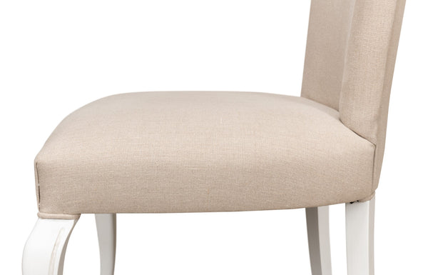 Sarreid Sidechair Cortina White With Linen Flax Upholstery - Elegant Beechwood Frame For Modern Interiors White  U230-08f01