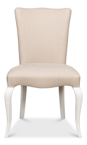 Sarreid Sidechair Cortina White With Linen Flax Upholstery - Elegant Beechwood Frame For Modern Interiors White  U230-08f01