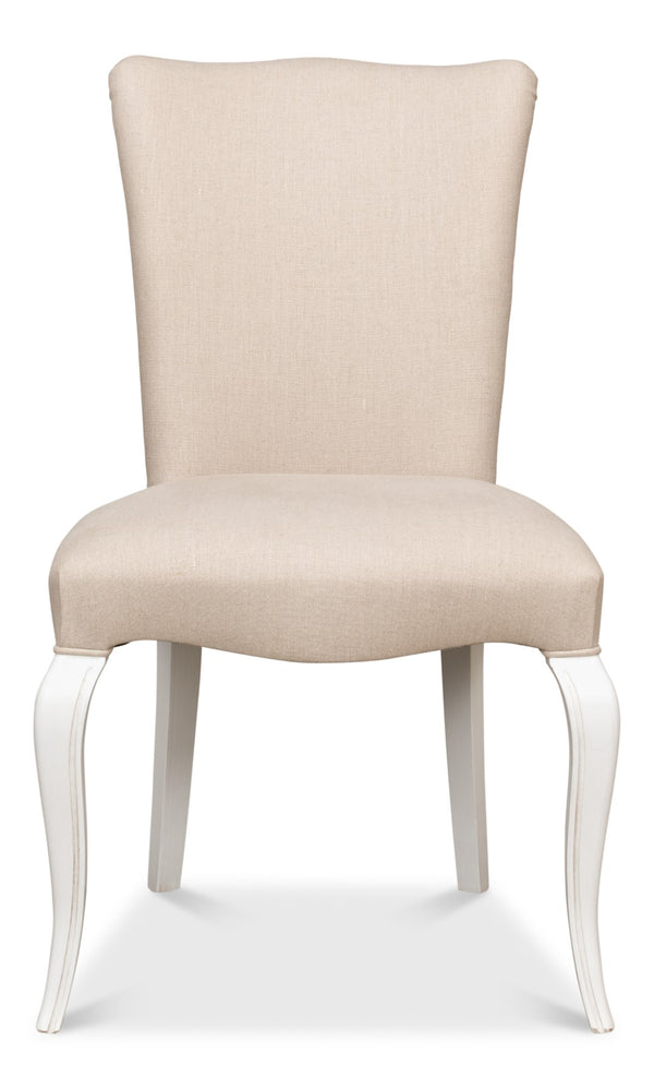 Sarreid Sidechair Cortina White With Linen Flax Upholstery - Elegant Beechwood Frame For Modern Interiors White  U230-08f01