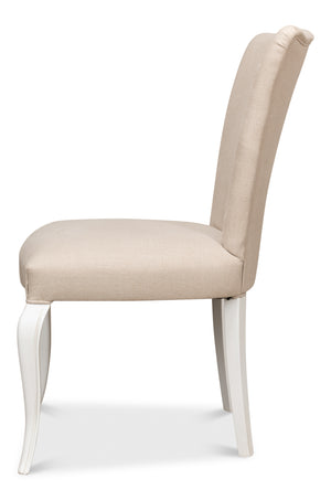 Sarreid Sidechair Cortina White With Linen Flax Upholstery - Elegant Beechwood Frame For Modern Interiors White  U230-08f01