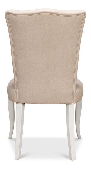Sarreid Sidechair Cortina White With Linen Flax Upholstery - Elegant Beechwood Frame For Modern Interiors White  U230-08f01