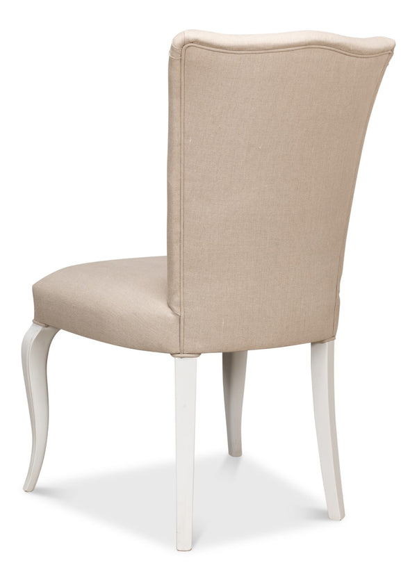 Sarreid Sidechair Cortina White With Linen Flax Upholstery - Elegant Beechwood Frame For Modern Interiors White  U230-08f01