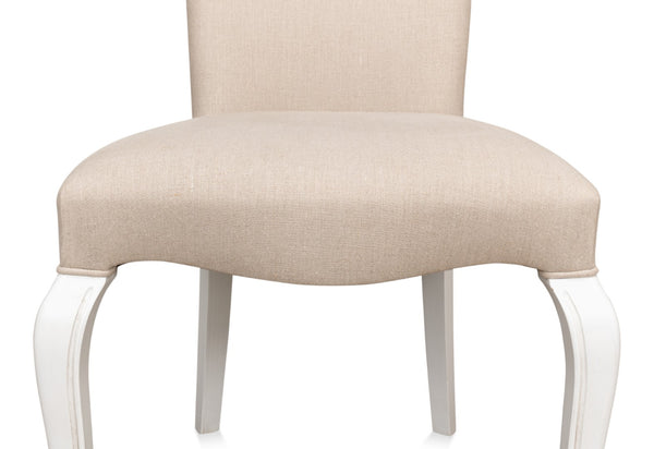 Sarreid Sidechair Cortina White With Linen Flax Upholstery - Elegant Beechwood Frame For Modern Interiors White  U230-08f01