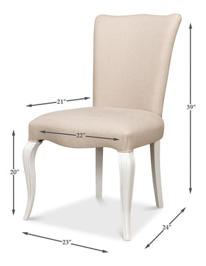 Sarreid Sidechair Cortina White With Linen Flax Upholstery - Elegant Beechwood Frame For Modern Interiors White  U230-08f01