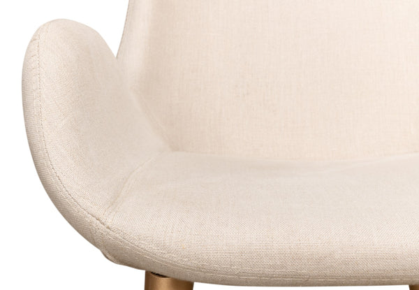 Sarreid Thao Chair With Elegant Gold Legs In Luxurious Flax Linen - Perfect For Chic Home Decor And Comfort White  U232-asf01