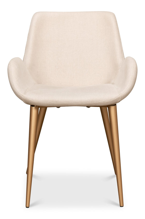 Sarreid Thao Chair With Elegant Gold Legs In Luxurious Flax Linen - Perfect For Chic Home Decor And Comfort White  U232-asf01