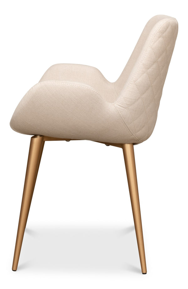 Sarreid Thao Chair With Elegant Gold Legs In Luxurious Flax Linen - Perfect For Chic Home Decor And Comfort White  U232-asf01