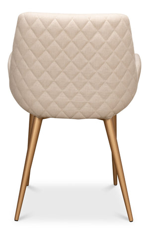 Sarreid Thao Chair With Elegant Gold Legs In Luxurious Flax Linen - Perfect For Chic Home Decor And Comfort White  U232-asf01