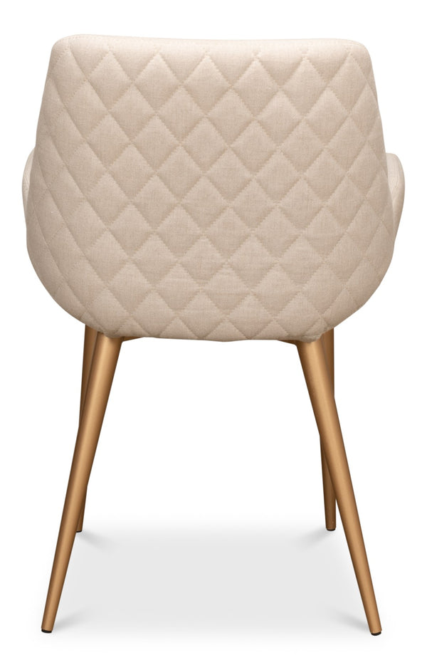 Sarreid Thao Chair With Elegant Gold Legs In Luxurious Flax Linen - Perfect For Chic Home Decor And Comfort White  U232-asf01