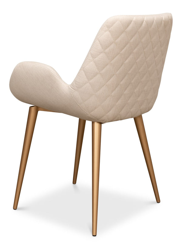 Sarreid Thao Chair With Elegant Gold Legs In Luxurious Flax Linen - Perfect For Chic Home Decor And Comfort White  U232-asf01
