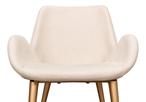 Sarreid Thao Chair With Elegant Gold Legs In Luxurious Flax Linen - Perfect For Chic Home Decor And Comfort White  U232-asf01