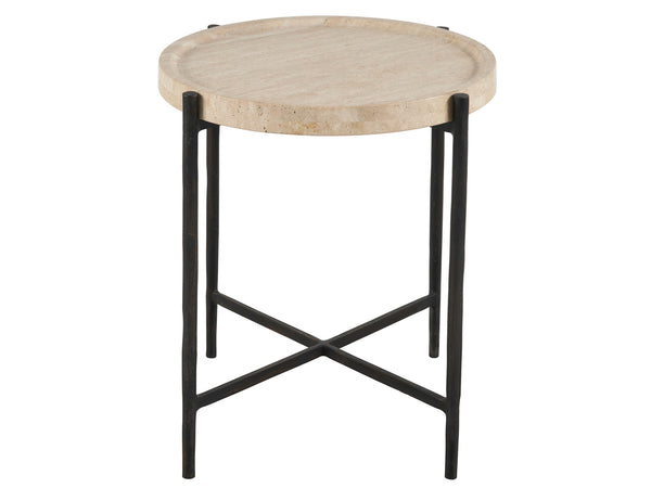 Theron Round End Table Travertine/bronze U365815 Universal Furniture