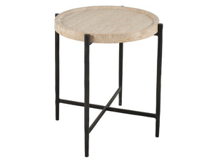 Theron Round End Table Travertine/bronze U365815 Universal Furniture