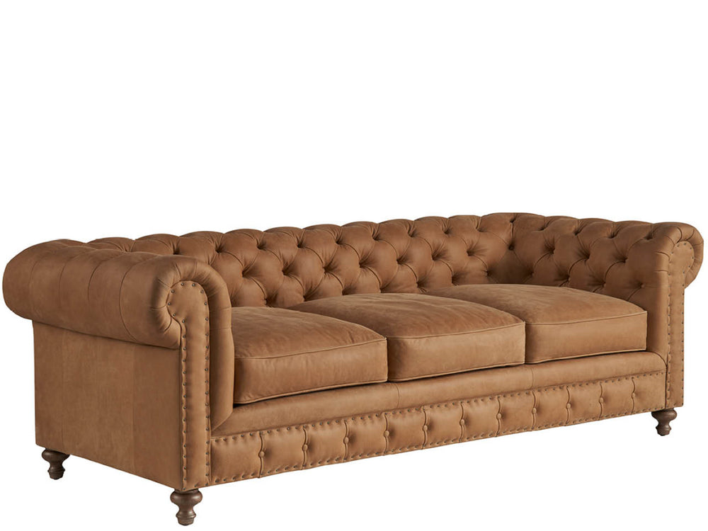 Universal Furniture Berkeley Sofa: Luxuriously Plush Comfort With Stylish Diamond Tufting And Modern Rolled Arms Design Brown 100% Leather 417501-1771-1-universal