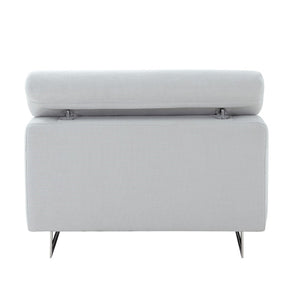 Pasargad Home Serena Lounge Chair – Adjustable Headrest, Plush Comfort For Ultimate Relaxation Silver Poly Fabric Pzw-2027w-1