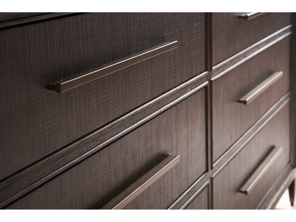 Universal Furniture Montclair Dresser: Luxurious Storage With Six Drawers, Embossed Cocoa Finish & Smoked Gold Base Cocoa  U508040-universal