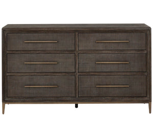Universal Furniture Montclair Dresser: Luxurious Storage With Six Drawers, Embossed Cocoa Finish & Smoked Gold Base Cocoa  U508040-universal