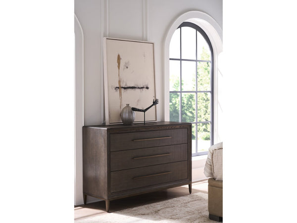 Universal Furniture Montclair Chest: Elegant Storage Solution With 3 Spacious Drawers & Smoked Gold Metal Base Design Cocoa  U508060-universal