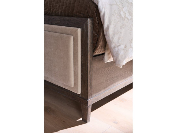 Universal Furniture Cocoa Bed King - Elegant Double-stepped Design With Silken Fog Upholstery And Deep Cocoa Wood Finish Cocoa  U508220b-universal