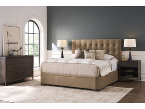 Universal Furniture Montclair Upholstered King Bed - Luxurious Vail Toffee Leather With Elegant Quilted Headboard Design Toffee  U508320b-universal