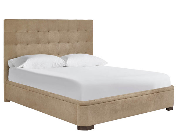 Universal Furniture Montclair Upholstered Bed In Rich Vail Toffee Leather - Elegant Tufted Headboard For Luxurious Style Toffee  U508310b-universal