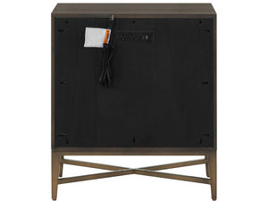 Universal Furniture Montclair Nightstand: Elegant Smoked Gold X-frame With Embossed Cocoa Drawer & Pull-out Shelf Cocoa  U508351-universal