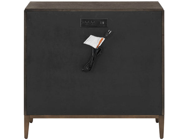 Universal Furniture Montclair Nightstand With 3 Drawers, Embossed Cocoa Fronts & Sleek Smoked Gold Metal Base Design Cocoa  U508355-universal