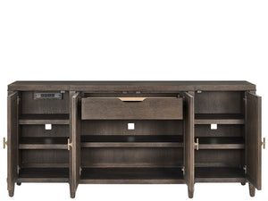 Universal Furniture Cocoa Credenza - Stylish Dining Room Storage With Reeded Doors, Adjustable Shelves & Power Supply Bar Cocoa  U508679-universal
